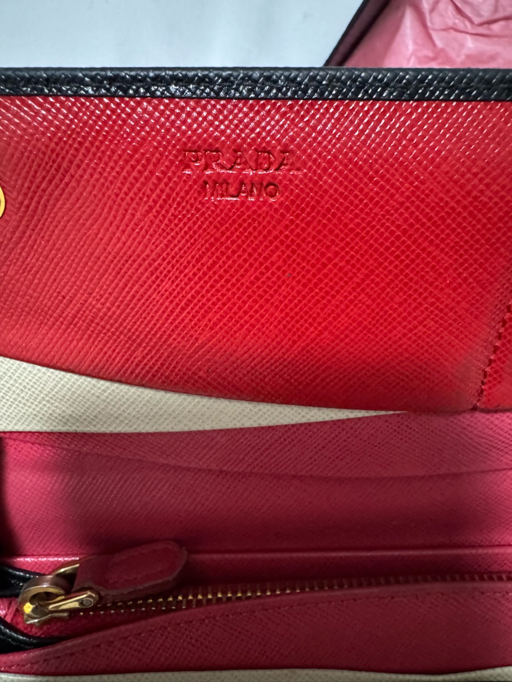 Prada Black Saffiano Long Wallet with Gold Logo Hardware - Picture 5 of 13